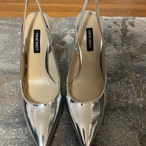 Silver Metallic Nine West Pumps